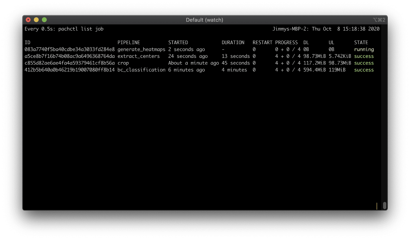 monitoring pachyderm pipelines